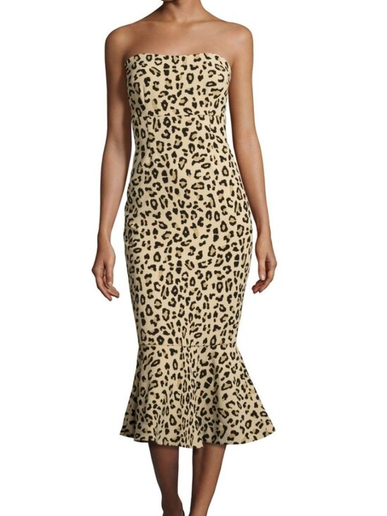 cinq a sept Dresses & Skirts - EUC Cinq a Cept Luna Strapless Leopard Dress | 4